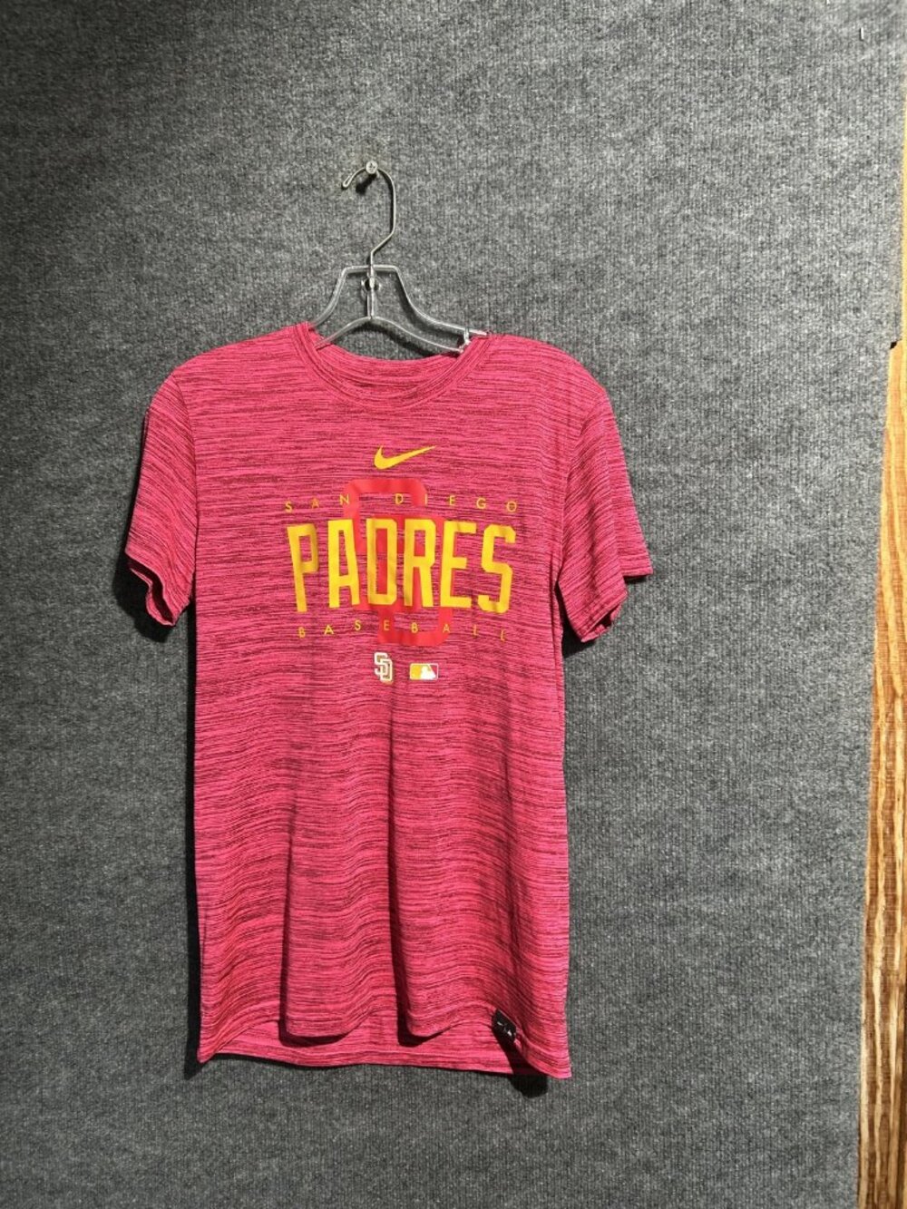 San Diego Padres Shirt Mens Small Heather Pink MLB Baseball Nike Dri Fit Tee